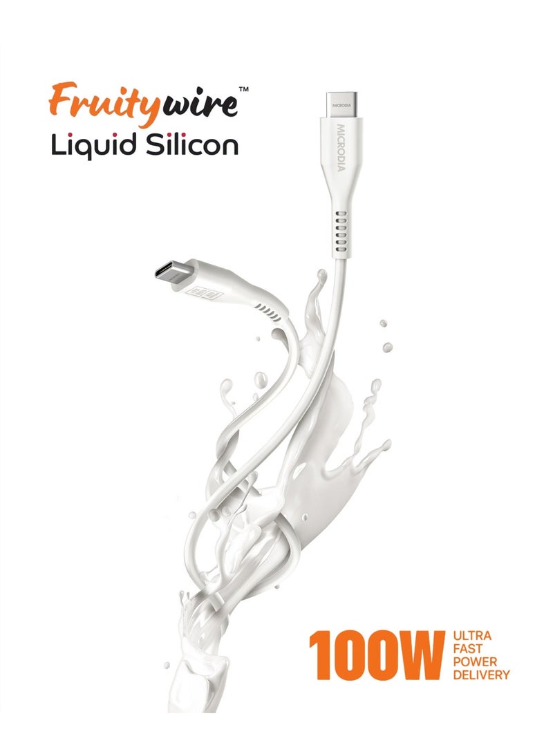 MICRODIA 【Microdia】 Fruitywire PD100W USB-C to USB-C Charge & Sync Cable, Liquid Silicon, 2.6m - Soft Touch & Tangle-Free - Image 5